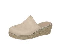 Sandales pour femme - Espadrilles compensées - Sandales fermées - Talon compensé - Chaussures d'été élégantes et respirantes - Sandales & claquettes en lin tressé, Blanc., 39 EU