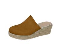 Sandales pour femme - Espadrilles compensées - Sandales fermées - Talon compensé - Chaussures d'été élégantes et respirantes - Sandales & claquettes en lin tressé, jaune, 39 EU