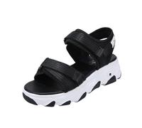 Sandales pour femme - Sandales compensées creuses tendance avec talon - Confortables - Larges - Fermeture - Légères et respirantes - Belles chaussures d'été élégantes, Noir , 39 EU 3X-Étroit