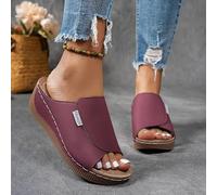 Sandales pour femme, sandales et claquettes pour femme, sandales larges pour femme, sandales d'été orthopédiques respirantes en cuir à semelle compensée, à bout ouvert, pour la marche et les loisirs