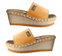 Sandales pour femme - Taille 38 - Semelle épaisse surdimensionnée - Sliders - Talons inclinés - Chaussures tendance décontractées pour femme 2025, jaune, 39.5 EU