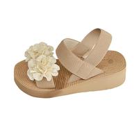 Sandales pour femme taille 39 d'été nouvelles fleurs plates confortables d'extérieur élastiques décontractées, blanc, 37.5 EU