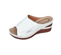 Sandales pour femme Taille 5 Pantoufles pour femme Grand fond épais Décontracté 2025 Mot Couleur unie Simple Mode Bouche de poisson pour, blanc, 37 EU