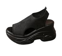 Sandales pour femme - Talon compensé - Antidérapantes - Chaussures de plage - Soutien arche - Respirantes - Décontractées - Sandales compensées - Découpe à motifs - Maille - Chaussures de loisirs avec