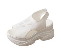 Sandales pour femme - Talon compensé - Antidérapantes - Chaussures de plage - Soutien arche - Respirantes - Décontractées - Sandales compensées - Découpe à motifs - Maille - Chaussures de loisirs avec