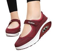 Sandales pour femme - Talon compensé - Légères - marche - sport en maille - course - Respirantes - Espadrilles d'été, Bordeaux, 42 EU