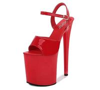 Sandales pour Femmes 20 cm Talons Hauts Sexy Strip-teaseuse scène Performance pôle Danse Talons Hauts discothèque fête Danse Talons Hauts Grande Taille Unisexe,Rouge,36 EU