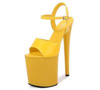 Sandales pour Femmes 20 cm Talons Hauts Sexy Strip-teaseuse scène Performance pôle Danse Talons Hauts discothèque fête Danse Talons Hauts Grande Taille Unisexe,Jaune,41 EU