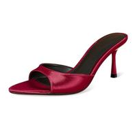Sandales pour Femmes à Talon Aiguille en Satin Pointue Slides Mules à Talon Portées Facilement Chaussures de Soirée pour Soirée Cocktail et Soirée d'amour,Burgundy,35 EU