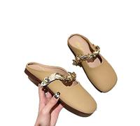 Sandales pour Femmes Chaussures Femmes Pantoufles Pantoufles de Couleur Solide en métal décoratif Talon Talon carré Talon Dames pantoufles5.5 UK