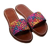 Sandales Pour Femmes d'Été Marocaines en Cuir Tressé Artisanales Fabriquées à la main au Maroc - Parisiennes (Parisiennes, Système Taille Chaussures EU, Adulte, Femme, Numérique, Moyen, 39)