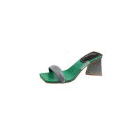 Sandales pour Femmes Été Transparent Femmes à Talons Hauts Sandales Femme Fée Vent Un Mot Crystal Talon Green Shoesgreen, 6,5 Royaume-