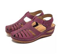 Sandales pour femmes Mode Classique Découpe Design Bout fermé Sangle de cheville Collant Rampe Talon Sandale Shopping Quotidien Vacances Plage Randonnée Camping Voyage Chaussures, rose vif, 41.5 EU