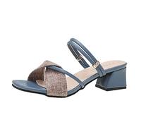 Sandales pour Femmes Pantoufles glisses carrés Confort de réconfort en Caoutchouc Talons 4.5 Royaume-