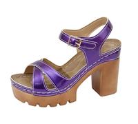 Sandales Pour Femmes Sandale Orthopedique Sandales Compensées Bout Ouvert Espadrilles Femme Chaussure Femme Ete Chic Et Confortable Sandale a Talfemme Tongs Été Romain Confortables Et (1-Purple, 37)