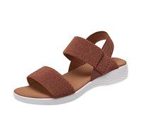 Sandales pour femmes, taille 38, mode d'été, couleur unie, maille respirante, bouche plate, chaussures romaines pour femmes 2025, marron, 37.5 EU