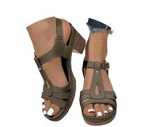 Sandales pour femmes tendance à bout ouvert avec design polyvalent et confort optimal semelle intermédiaire moyenne et fermeture à boucle idéale pour printemps et été s' avec et pantalons (Coffee, 36)