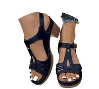 Sandales pour femmes tendance à bout ouvert avec design polyvalent et confort optimal semelle intermédiaire moyenne et fermeture à boucle idéale pour printemps et été s' avec et pantalons (Blue, 36)