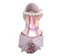 Sandales pour fille 2026 - Printemps - Édition coréenne - Petite, moyenne et grande princesse - Chaussures simples décontractées - Pour l'été - Confortables - Paillettes, Rose, 30.5 EU