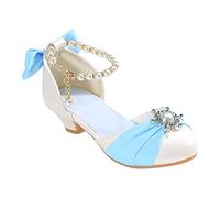 Sandales pour fille - Anti-Closed Toe - Cristal - Princesse - Chaussures de mariage - Chaussures de demoiselle d'honneur - Paillettes, bleu, 28.5 EU