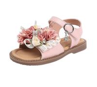 Sandales pour filles avec perles et sangles à bout ouvert Chaussures décontractées pour tout-petits Taille 4 Sandales Fille, rose, 2 UK 3X-Narrow