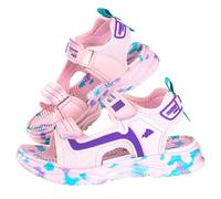 Sandales pour filles, pour tous les jours et pour jouer à la plage, semelles souples, semelles épaisses, lanières confortables, chaussures pour tout-petits avec fermeture (Red, 28.5 Little Child)