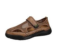 Sandales pour homme Cuir authentique Antidérapantes et respirantes bout fermé protection des orteils Activités en plein air Imperméables orthopédiques Streetwear looks quotidiens