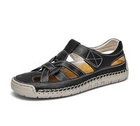 Sandales pour homme Cuir authentique Semelle antidérapante et cordon de serrage réglable Support Orthopedique Activités sportives extérieures Randonnée Marche Adaptées l'été