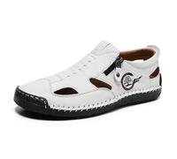 Sandales pour homme Cuir authentique Style Mules avec Bout Fermé Multi-lanières, plates, ouvert, boucle tendance, minimalistes Activités extérieures légantes et décontractées Plage té