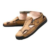 Sandales pour homme Cuir authentique Support orthopédique Multi-lanières, plates, bout ouvert, boucle tendance, minimalistes Activités en plein air Randonnée, marche, sport Adaptées l'été