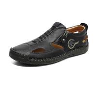 Sandales pour homme Cuir Semelle antidérapante et cordon de serrage réglable Plates, fermées l'arrière, ouvertes sur le côté style mules Respirantes Idéal Usage Quotidien en té Plage