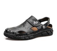 Sandales pour homme En cuir et maille Semelle antidérapante cordon de serrage réglable bout fermé protection des orteils Respirantes légantes décontractées Plage, sentiers activités d'été