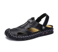 Sandales pour homme en Cuir Léger Style Mules avec Bout Fermé Plates, fermées l'arrière, ouvertes sur le côté et Activités extérieures Plage, bain trekking Adaptées l'été 2025