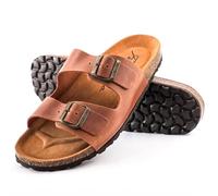 Sandales pour homme en cuir nubuck bio anatomiques confortables en liège naturel été respirantes antidérapantes sabot mules piscine pantoufles plage boucles réglables sans nickel EVA fabriquées en