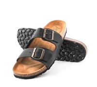 Sandales pour homme en cuir nubuck bio anatomiques confortables en liège naturel été respirantes antidérapantes sabot mules piscine pantoufles plage boucles réglables sans nickel EVA fabriquées en