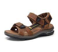 Sandales pour hommes en cuir à bout ouvert sandales de randonnée sandales de sport d'été en plein air (couleur : marron clair, taille : 45)