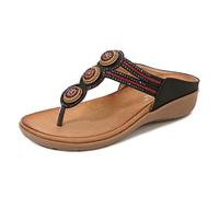 Sandales pour Les Femmes Sandales décontractées pour Les Femmes avec Une Arc Soutien des héritages Bijoux de Bijoux épais Tongs semelles3.5 UK