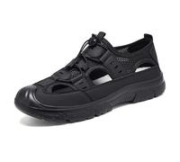 Sandales Randonnée Homme Cuir et Mesh Slip-on Chaussures Été Ajourées à Cordon Élastique Baskets Aquatiques Respirantes à Bout Protégé et Semelle Crantée pour Trekking Marche Extérieur Plage et Été