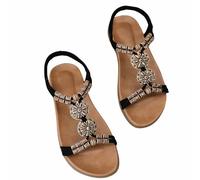 sandales reflexologie Sandales Femme Été Confortable Compensées Plateformeeforme Bohème Sandals Avec Bride de Cheville Mode Respirantes Léger Bout Ouvert Sandale Antidérapantes Black 35