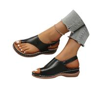 Sandales Rétro Avec Séparateur D'orteils Sandales Orthopédiques for Femmes Avec Soutien De La Voûte Plantaire Flip-Flops Compensées Légères À Plateforme Tongs De Loisirs D'été 2026(Black,36 EU)