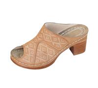 Sandales rétro décontractées et confortables pour femme avec talon bloc et bout ouvert - Parfait pour les slides pour femme Noir, kaki, 38 EU