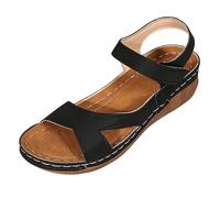 Sandales robustes pour femme - Sandales compensées à lanières - Sandales compensées légères - Sandales de sport - Chaussures d'été respirantes - Chaussures de sport bohème - Sandales d'été à enfiler