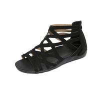 Sandales romaines élégantes pour femme avec sangles réglables et bout ouvert, chaussures légères et flexibles pour l'été, doublure respirante pour un climat agréable, Noir , 39 EU
