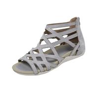 Sandales romaines élégantes pour femme avec sangles réglables et bout ouvert, chaussures légères et flexibles pour l'été, doublure respirante pour un climat agréable, gris, 37 EU