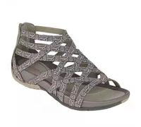 Sandales romaines élégantes pour femme avec sangles réglables et bout ouvert, chaussures légères et flexibles pour l'été, doublure respirante pour un climat agréable, gris clair, 43 EU