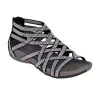 Sandales romaines élégantes pour femme avec sangles réglables et bout ouvert, chaussures légères et flexibles pour l'été, doublure respirante pour un climat agréable, gris foncé, 43 EU