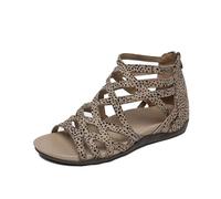 Sandales romaines élégantes pour femme avec sangles réglables et bout ouvert, chaussures légères et flexibles pour l'été, doublure respirante pour un climat agréable, marron, 40 EU