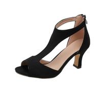 Sandales Romaines Femme - FUNMOON - Noir - Fermeture Zip - Talon Med - Style Étrange 43