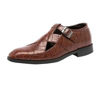 Sandales romaines rétro à bout fermé pour homme - En cuir véritable - Respirantes - Décontractées - Boucle - Faible respiration - Chaussures de plage creuses, marron, 42.5 EU