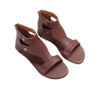 Sandales Romaines Spartiate Femmes été Rétro Évidé Sandales Plates Gladiateur à Fermeture Éclair Sandale Bout Ouvert Chaussures de Sport Extérieur de Plage de Trekking Chaussure Confort Anti-dérapant